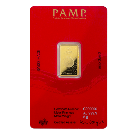 5 gram Gold Year 2024 PAMP Suisse Legend of the Azure Dragon Bar (In Assay CertiCard) Image of 5 gram Gold Year 2024 PAMP Suisse Legend of the Azure Dragon Bar (In Assay CertiCard)