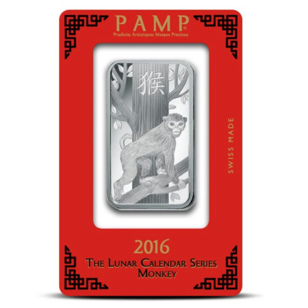 Image of 1 oz Silver PAMP Suisse Lunar Monkey Bar ( With Assay)