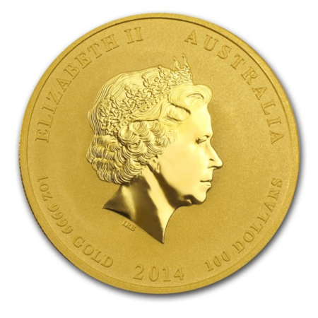 2014 Australia 1 oz Gold Lunar Horse BU (Series II) Image of 2014 Australia 1 oz Gold Lunar Horse BU (Series II)