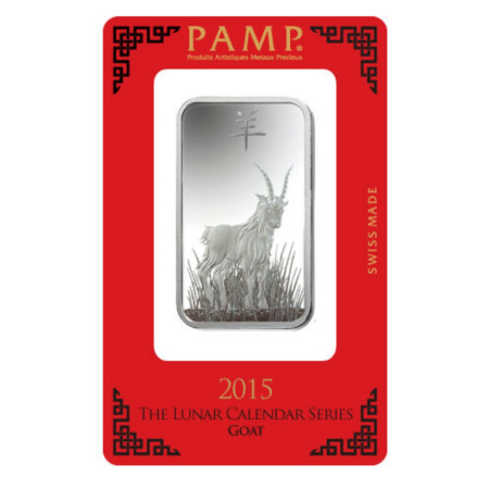 Image of 1 oz Silver PAMP Suisse Lunar Goat Bar ( With Assay Card)