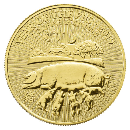 Image of Lunar 2019 Year of the Pig 1 oz Bullion Gold Coin