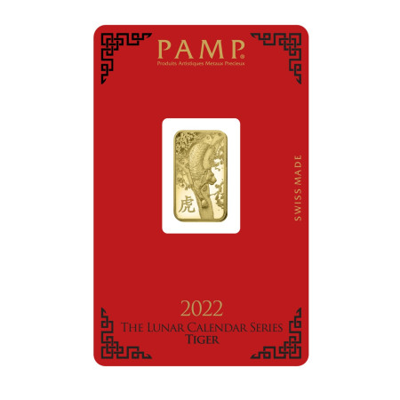Image of 5 gram Gold Year 2022 PAMP Suisse Lunar Tiger (In Assay CertiCard)