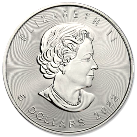 1 Oz Canadian Maple Leaf .9999% Fine Silver Coin BU 2022 Image of 1 Oz Canadian Maple Leaf .9999% Fine Silver Coin BU 2022