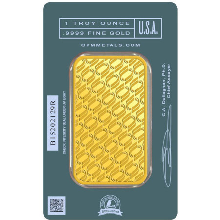 1 Oz OPM Gold Minted Bar Image of 1 Oz OPM Gold Minted Bar
