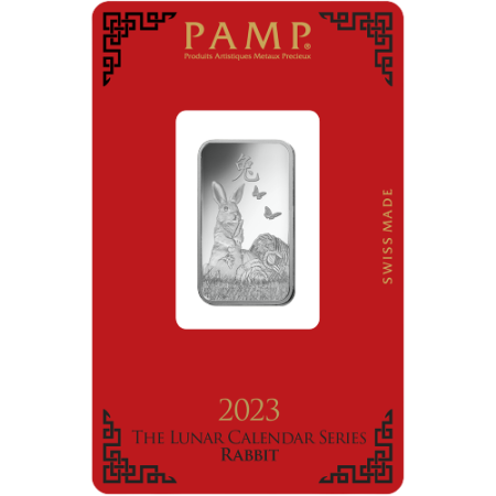 Image of 10 gram PAMP Suisse Lunar Rabbit Silver Bar 2023 (New w/Assay)