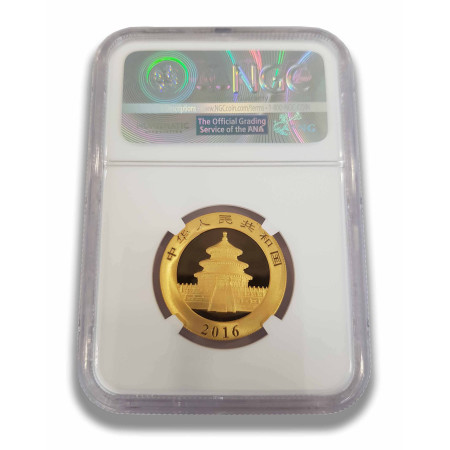 China Gold Panda 999% Year 2016 15 gram BU (NGC Slab Graded) Image of China Gold Panda 999% Year 2016 15 gram BU (NGC Slab Graded)