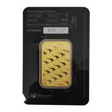 10 Oz Perth Mint Gold Minted Bar 999.9% Image of 10 Oz Perth Mint Gold Minted Bar 999.9%