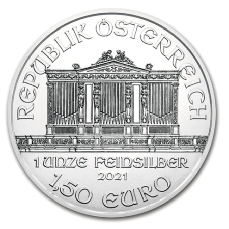 1 Oz Austrian Philharmonic .999% Fine Silver Coin 2021 Image of 1 Oz Austrian Philharmonic .999% Fine Silver Coin 2021