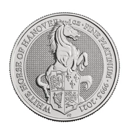 1 Oz Queen's Beast White Horse of Hanover Platinum Coin 2021