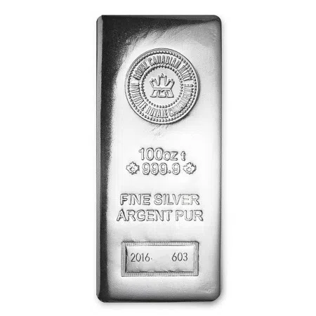 100 oz Silver Bar - RCM .9999 Fine