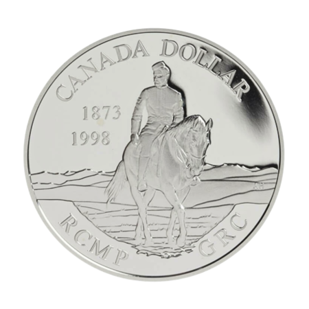 Image of 125th Anniversary of the Royal Canadian Mounted Police Sterling Silver Dollar Coin (1998)