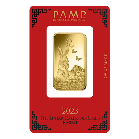 Image of 1 Oz PAMP Suisse Lunar Rabbit Gold Bar Year 2023 (New w/Assay)