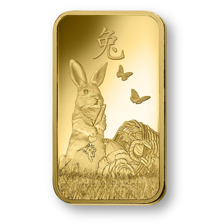 1 Oz PAMP Suisse Lunar Rabbit Gold Bar Year 2023 (New w/Assay) Image of 1 Oz PAMP Suisse Lunar Rabbit Gold Bar Year 2023 (New w/Assay)