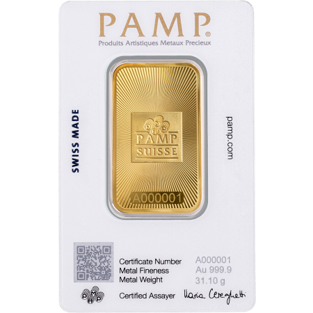 Image of PAMP Suisse 999.9 Pure 1oz Gold Bar