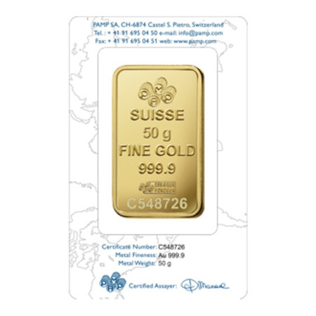 Image of 50 gram PAMP Suisse Rosa Gold Minted Bar