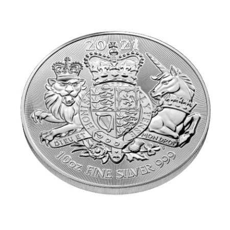 10 oz The Royal Arms .999% Fine Silver Coin BU 2021 (In Capsule) Image of 10 oz The Royal Arms .999% Fine Silver Coin BU 2021 (In Capsule)