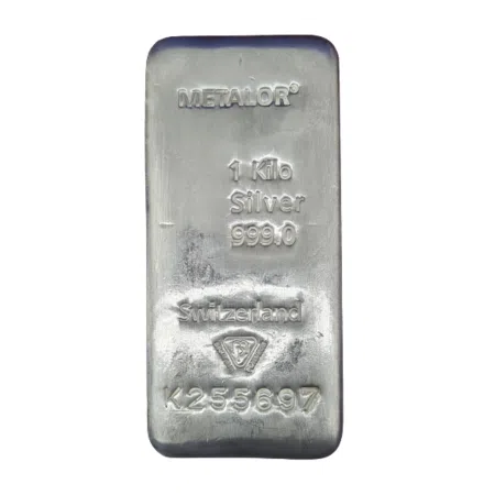 1 Kilo Metalor Silver Cast Bar .999 Purity