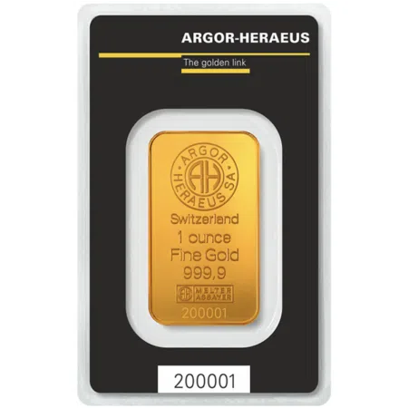 Image of 1 Oz Gold Argor-Heraeus Kinebar 
