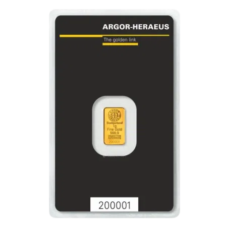 Gold 1 gram Argor-Heraeus Minted Bar