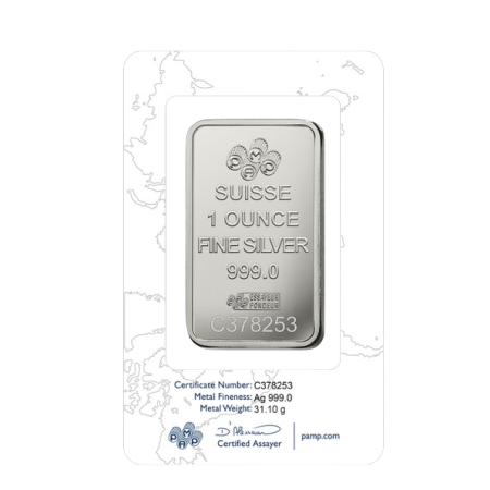 1 Oz PAMP Suisse Lady Fortuna Silver Minted Bar Image of 1 Oz PAMP Suisse Lady Fortuna Silver Minted Bar