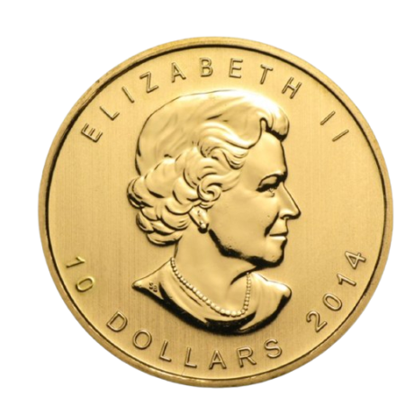 1/4 Oz Canadian Gold Maple Leaf Coin Year 2014 Image of 1/4 Oz Canadian Gold Maple Leaf Coin Year 2014