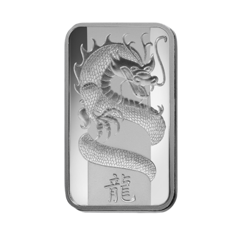 1 Oz Pamp Suisse Lunar Dragon Silver Minted Bar (2012) Image of 1 Oz Pamp Suisse Lunar Dragon Silver Minted Bar (2012)