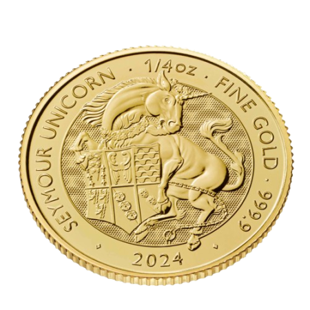 Royal Tudor Beasts 2024 The Seymour Unicorn 1/4 Oz Gold Bullion Coin Image of Royal Tudor Beasts 2024 The Seymour Unicorn 1/4 Oz Gold Bullion Coin