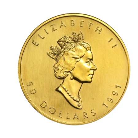1 Toz Canadian Gold Maple Year 1991 Image of 1 Toz Canadian Gold Maple Year 1991