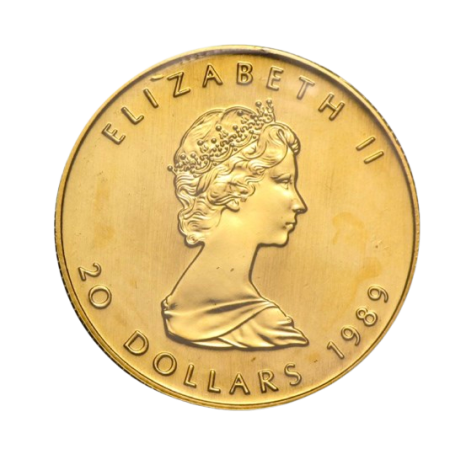1/2 Toz Canadian Gold Maple 1989 Image of 1/2 Toz Canadian Gold Maple 1989