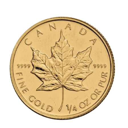 1/4 Oz Canadian Gold Maple Leaf Coin Year 1990
