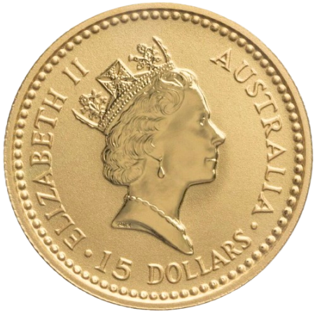 1/10 Oz Australian Kangaroo 99.99% Gold Coin 1992 Image of 1/10 Oz Australian Kangaroo 99.99% Gold Coin 1992