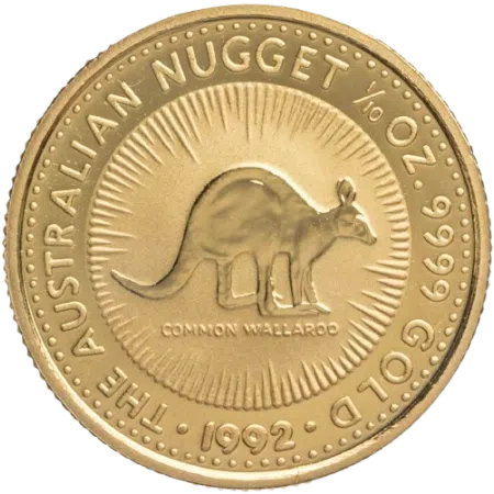 1/10 Oz Australian Kangaroo 99.99% Gold Coin 1992