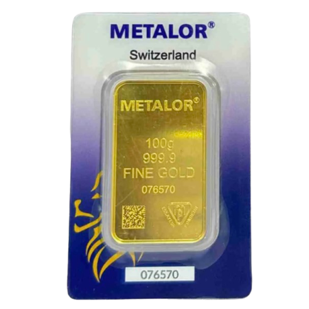 Image of 100 Gram Metalor Gold Minted Bar