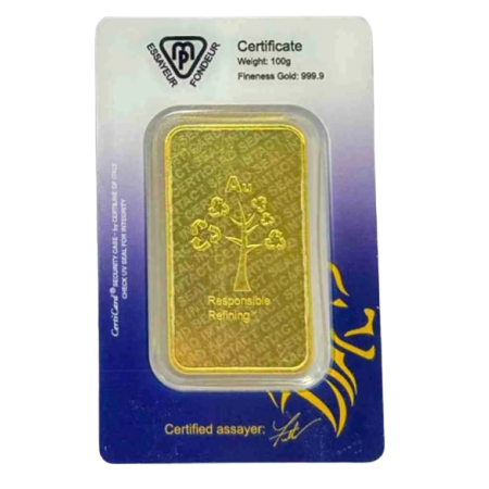 Image of 100 Gram Metalor Gold Minted Bar