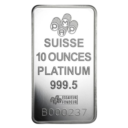 10 Oz Pamp Suisse Lady Fortuna Minted Platinum Bar 999.5 Purity, w/Assay Image of 10 Oz Pamp Suisse Lady Fortuna Minted Platinum Bar 999.5 Purity, w/Assay