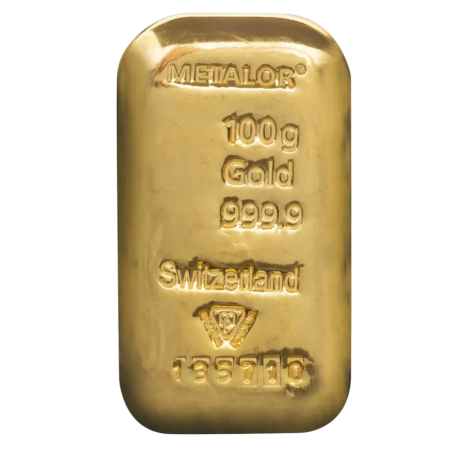 100 Gram Metalor Gold Cast Bar