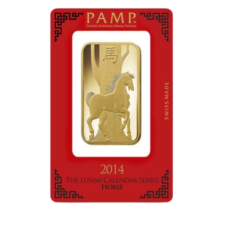Image of 100 Gram PAMP Suisse Lunar Horse Gold Bar 2014