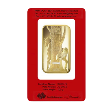 Image of 100 Gram PAMP Suisse Lunar Horse Gold Bar 2014