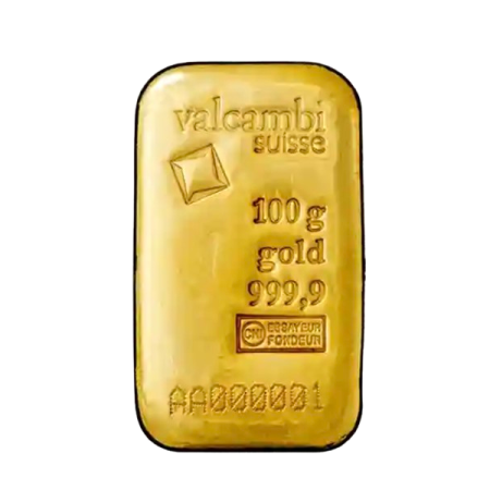 Image of 100 gram Valcambi Gold Cast Bar
