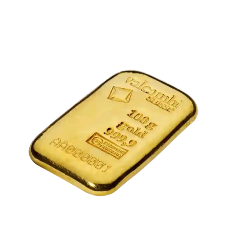 100 gram Valcambi Gold Cast Bar Image of 100 gram Valcambi Gold Cast Bar