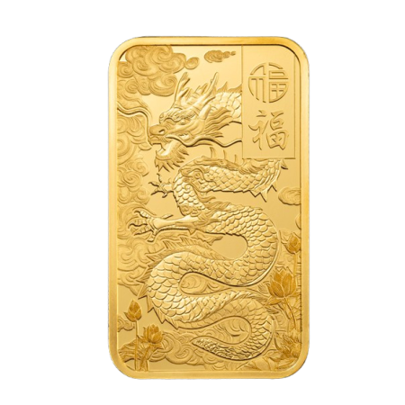 Image of 1 oz PAMP Suisse Good Luck Yellow Dragon Gold Bar