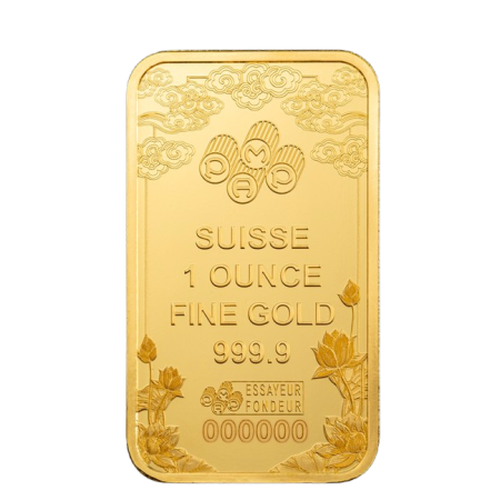 Image of 1 oz PAMP Suisse Good Luck Yellow Dragon Gold Bar