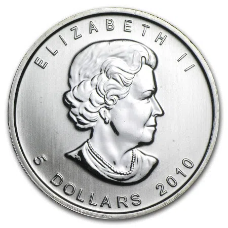 Image of 1 Oz Canadian Maple Leaf .9999% Fine Silver Coin 2010