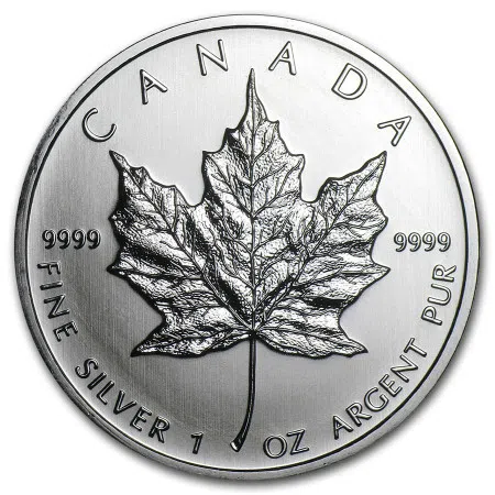 Image of 1 Oz Canadian Maple Leaf .9999% Fine Silver Coin 2010