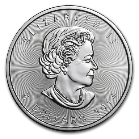 1 Oz Canadian Maple Leaf .9999% Fine Silver Coin 2014 Image of 1 Oz Canadian Maple Leaf .9999% Fine Silver Coin 2014
