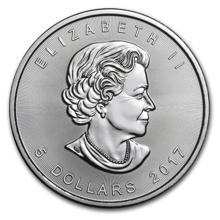 1 Oz Canadian Maple Leaf .9999% Fine Silver Coin BU 2017 Image of 1 Oz Canadian Maple Leaf .9999% Fine Silver Coin BU 2017