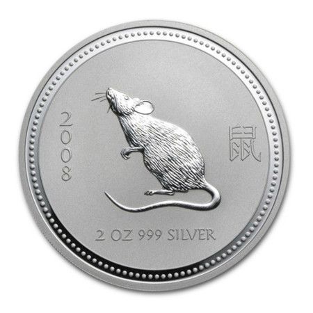 2008 Australia 2 oz Silver Year of the Mouse BU (Series I)