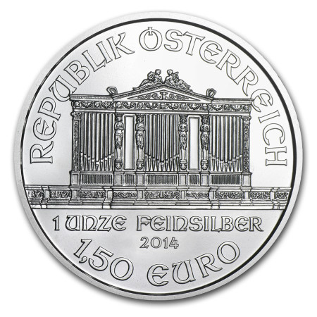 1 Oz Austrian Philharmonic .999% Fine Silver Coin 2014 Image of 1 Oz Austrian Philharmonic .999% Fine Silver Coin 2014