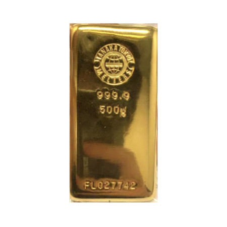 Image of 500 gram Gold Cast Bar, 99.99% Purity | Tanaka Tokyo Good Delivery