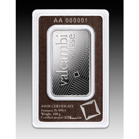 100 gram Platinum Valcambi Bar Image of 100 gram Platinum Valcambi Bar